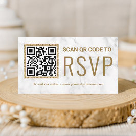 大理石風ゴールドQRコードRSVP ウェディングウェブサイト エンクロージャーカード