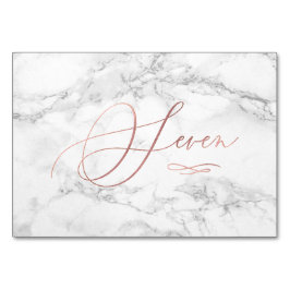 大理石風 ローズゴールド ロマンチック カリグラフィー 7 テーブルナンバー