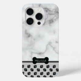 大理石風 + 犬モチーフ - アクセントカラーを選べます iPhone 15 PROケース