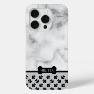 大理石風 + 犬モチーフ - アクセントカラーを選べます iPhone 15 PROケース