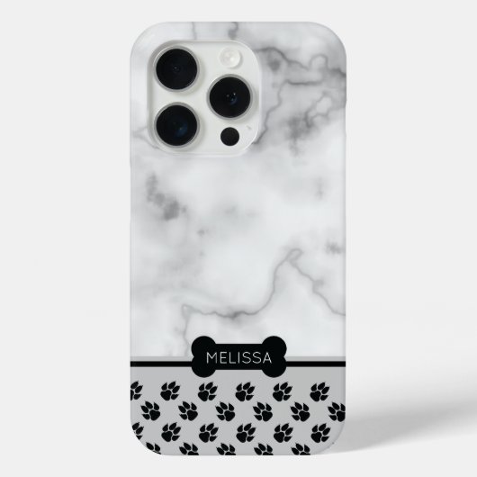 大理石風 + 犬モチーフ - アクセントカラーを選べます Case-Mate iPhoneケース (裏面)