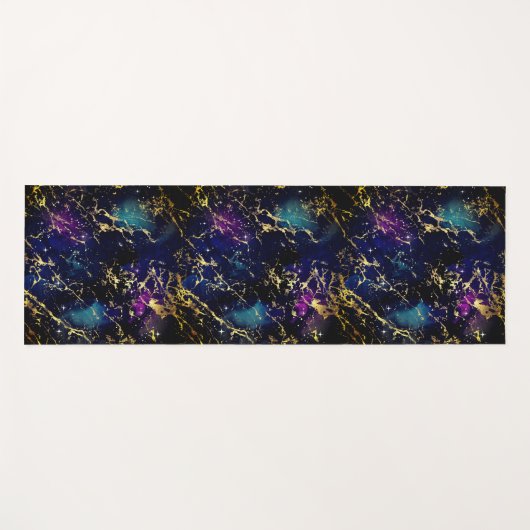 大理石飛沫絵を描金ゴールドピンク青緑紫 ヨガマット (正面(横))