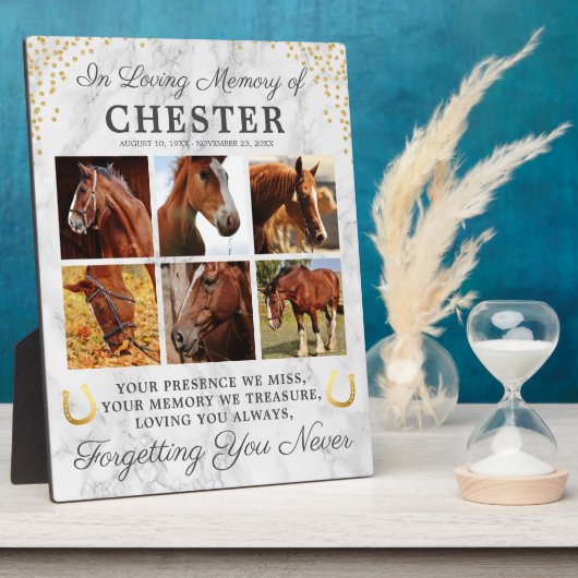 大理石馬記念写真コラージュ フォトプラーク (側面)