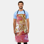 大理石魔法:カラフル抽象デザイン エプロン (着用した状態)