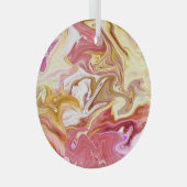 大理石魔法:カラフル抽象デザイン ガラスオーナメント (正面右)
