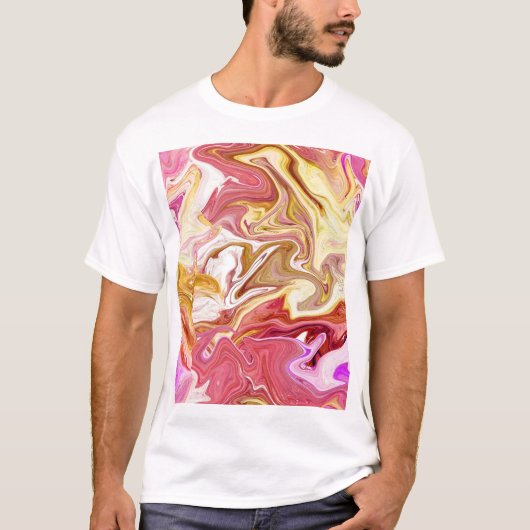 大理石魔法:カラフル抽象デザイン Tシャツ (正面)