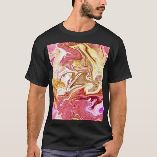 大理石魔法:カラフル抽象デザイン Tシャツ (正面)