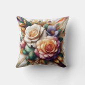 大理石鮮やかの背景に離れバラを付けた クッション (裏面)