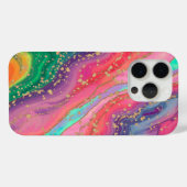 大理石鮮やか抽象芸術と金ゴールドアクセント Case-Mate iPhoneケース (裏面 (横))