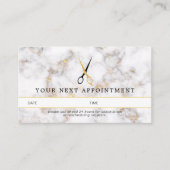 大理石黒金ゴールド髪はさみアポイントメントカード 名刺 (正面)