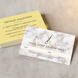 大理石黒金ゴールド髪はさみアポイントメントカード 名刺