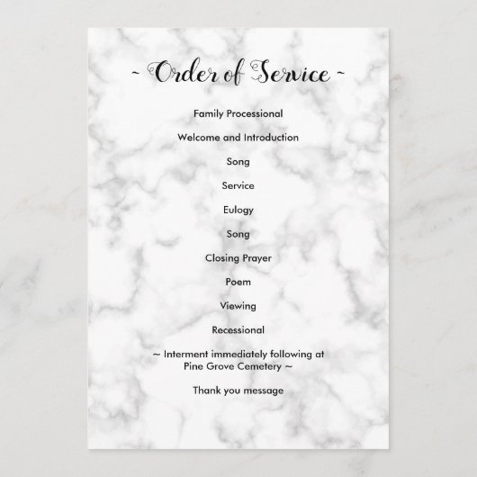 大理石5写真追悼式 プログラム (裏面)