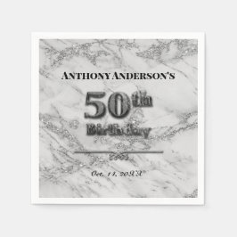 大理石50th誕生日パーティー スタンダードカクテルナプキン