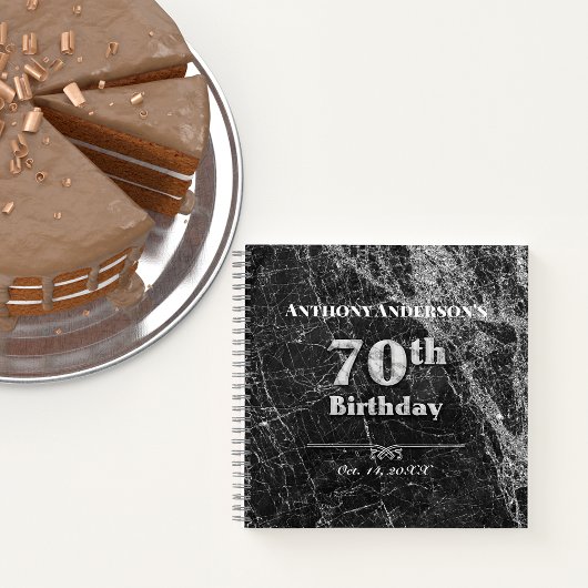 大理石70thバースデーパーティーゲストブック ノートブック
