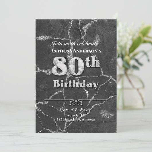 大理石80th誕生日パーティーへの招待 招待状 (スタンド正面)