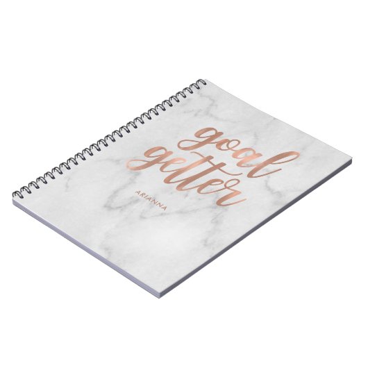 大理石|のゴールのゲッターののどのばら色の金ゴールド ノートブック (左側)