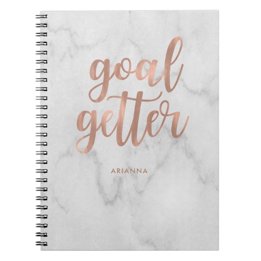 大理石|のゴールのゲッターののどのばら色の金ゴールド ノートブック (正面)