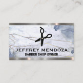 大理石 |はさみ |レザーメタルトリム 名刺 (正面)