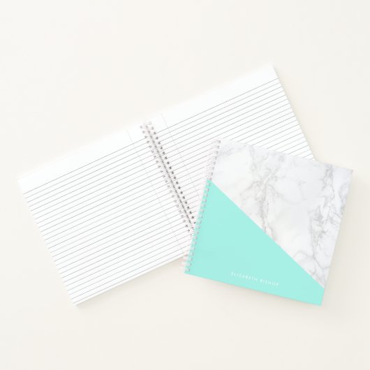 大理石(アクアフェイクアクセント付きパーソナライズされた) ノートブック (内部)