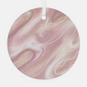 大理石:エレガントバラ金ゴールドテクスチャ ガラスオーナメント (裏面)