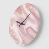 大理石:エレガントバラ金ゴールドテクスチャ ラージ壁時計 (傾斜)