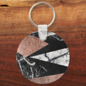 大理石、エレガントバラ金ゴールド、および黒い三角形 キーホルダー (正面)