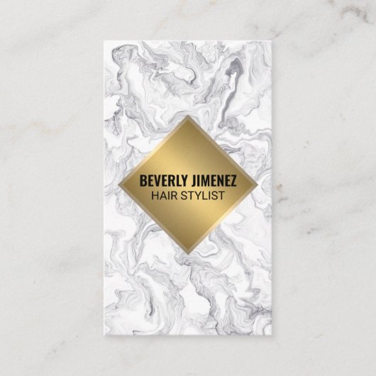 大理石/エレガント金ゴールドメタリック・ビジネス・カード 名刺 (正面)