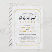 大理石 | クラシックな結婚式のリハーサルディナー 招待状 (正面/裏面)