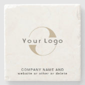 大理石、クリーンブランドのビジネスミニマルロゴ ストーンコースター (正面)