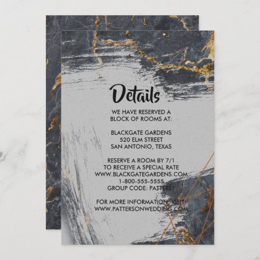 大理石 グリッター ジオメトリック エンクロージャー 招待状 (正面/裏面)