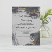 大理石 グリッター ジオメトリック 結婚記念日 招待状 (スタンド正面)