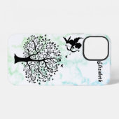 大理石 グリーン Marble Tree カスマテ iPhone カバー (裏面横)