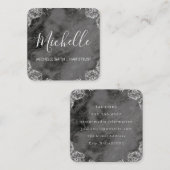 大理石(コーナーファンシー付き)スクリプト文字 スクエア名刺 (正面/裏面)