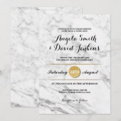 大理石 ゴールド エレガント ウェディング アートデコ 1920年代 招待状 (正面/裏面)