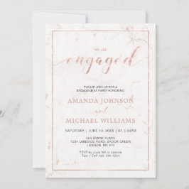 大理石 |シンプルモダンタイポグラフィ婚約パーティ 招待状
