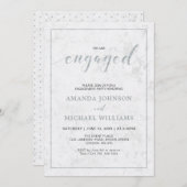 大理石 |シンプルモダンタイポグラフィ婚約パーティ 招待状 (正面/裏面)