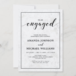 大理石 |シンプルモダンタイポグラフィ婚約パーティ 招待状