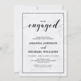 大理石 |シンプルモダンタイポグラフィ婚約パーティ 招待状