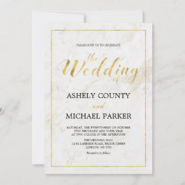 大理石 |シンプルモダンタイポグラフィ結婚式 招待状