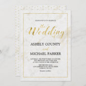 大理石 |シンプルモダンタイポグラフィ結婚式 招待状 (正面/裏面)