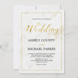 大理石 |シンプルモダンタイポグラフィ結婚式 招待状