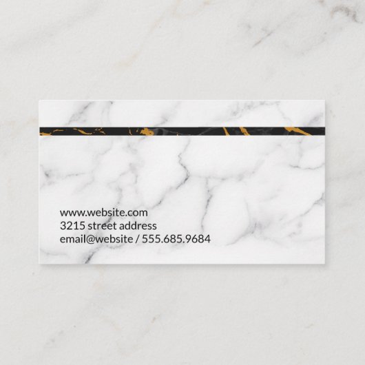 大理石 | スタイリッシュ | ラグジュアリー金ゴールドホームロゴ 名刺 (裏面)