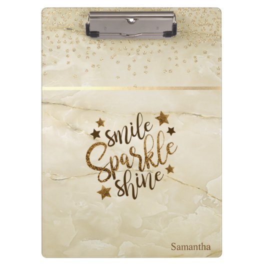 大理石、ダイヤモンド、スマイルスパークルシャインパーソナライズされた- クリップボード (正面)