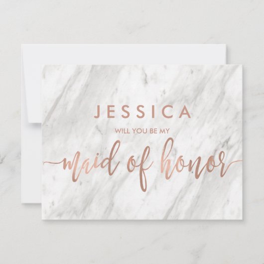 大理石&バラ金ゴールドが私のメイド・オブ・オーナー（花嫁付き添い人） 招待状 (正面)