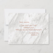 大理石&バラ金ゴールドが私のメイド・オブ・オーナー（花嫁付き添い人） 招待状 (裏面)