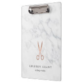 大理石&バラ金ゴールドはさみサロンロゴ クリップボード (左)