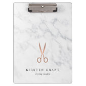 大理石&バラ金ゴールドはさみサロンロゴ クリップボード (正面)