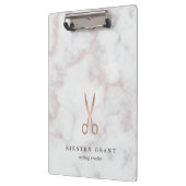 大理石&バラ金ゴールドはさみサロンロゴ クリップボード (左)