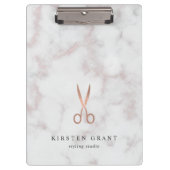 大理石&バラ金ゴールドはさみサロンロゴ クリップボード (正面)