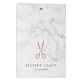 大理石&バラ金ゴールドはさみサロンロゴ ミニクリップボード (裏面)